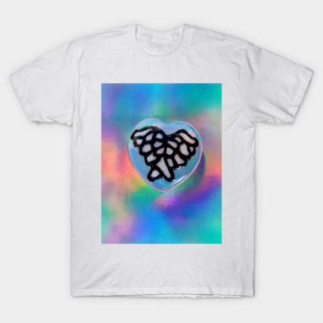 Guardian Angel Wing Opalite Heart T-Shirt by Art by Deborah Camp